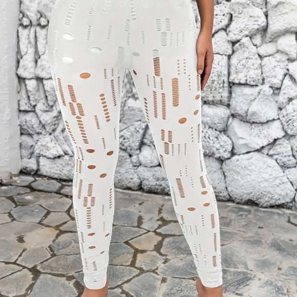 Women's Brand New High-Waisted Holey Full-Length Leggings & Are High-Waisted - Picture 6 of 6